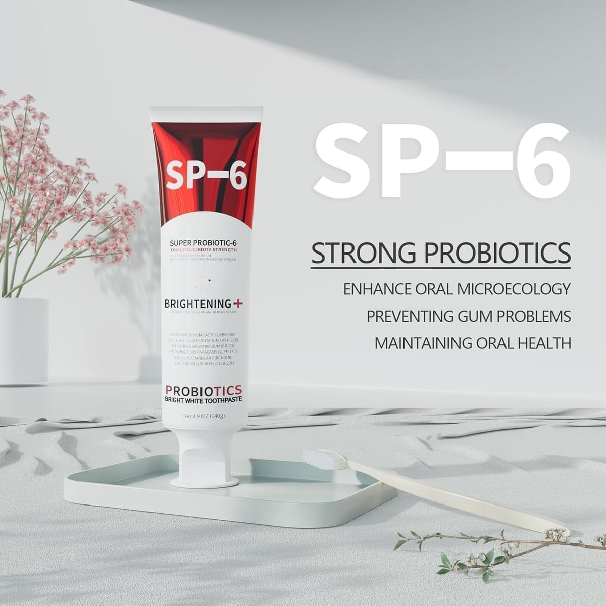 SP-6 Probiotic Toothpaste - Niacinamide Whitening Toothpaste Enhanced Formula with 6 Probiotics 