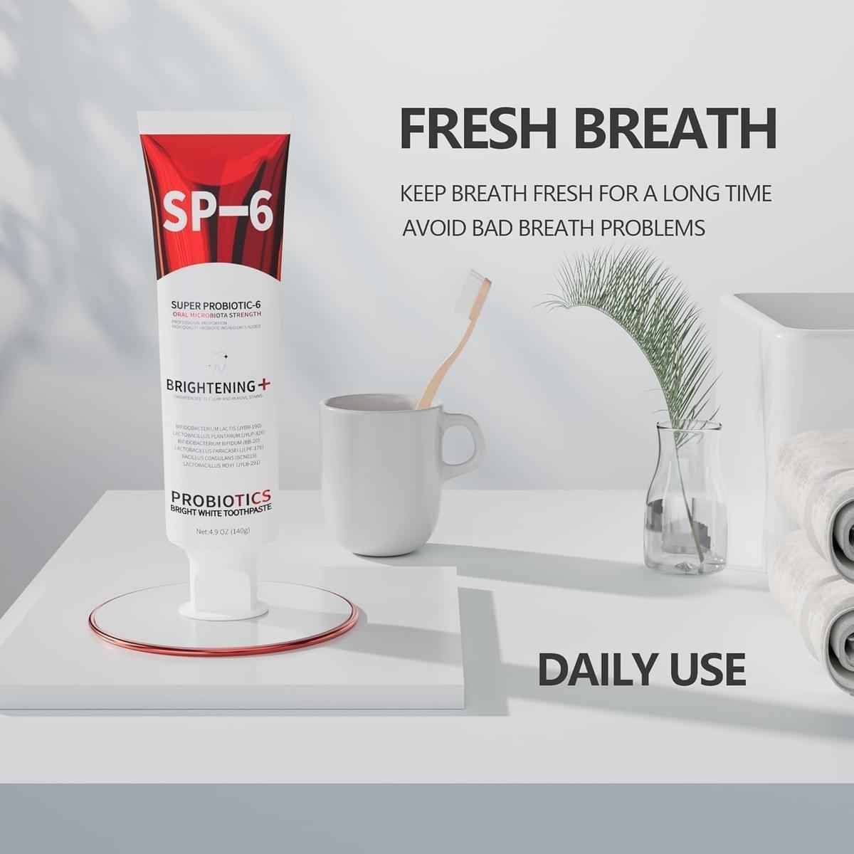 SP-6 Probiotic Toothpaste - Niacinamide Whitening Toothpaste Enhanced Formula with 6 Probiotics 