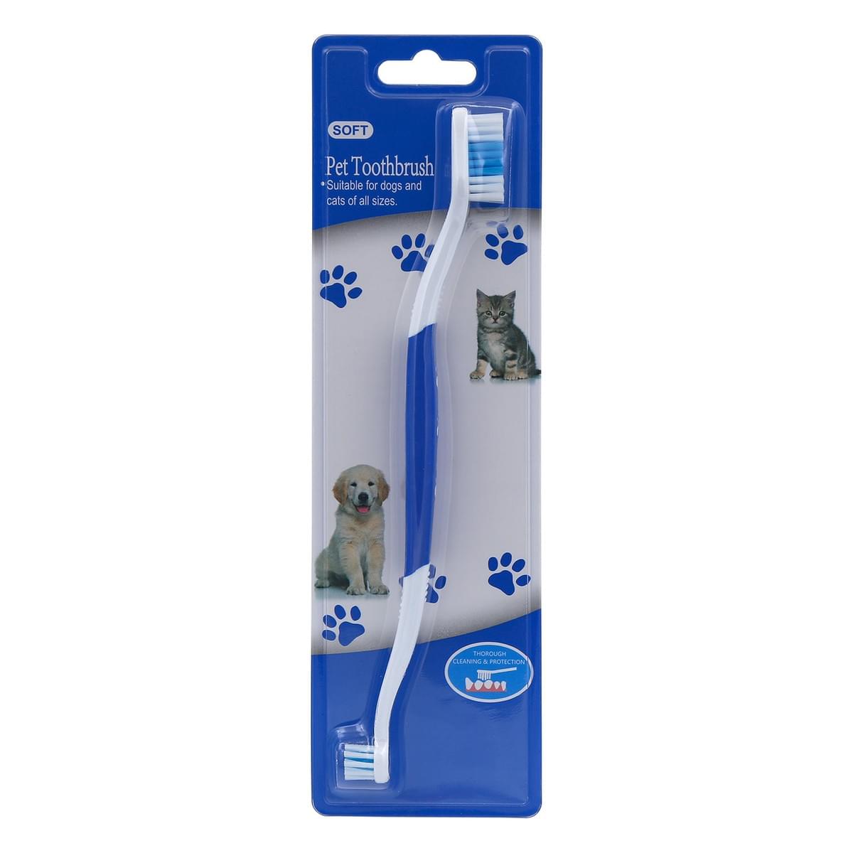 Pet Toothbrush for Dogs, Cats with Soft Bristles - Easy Teeth Cleaning & Dental Care, Non Slip Dual 
