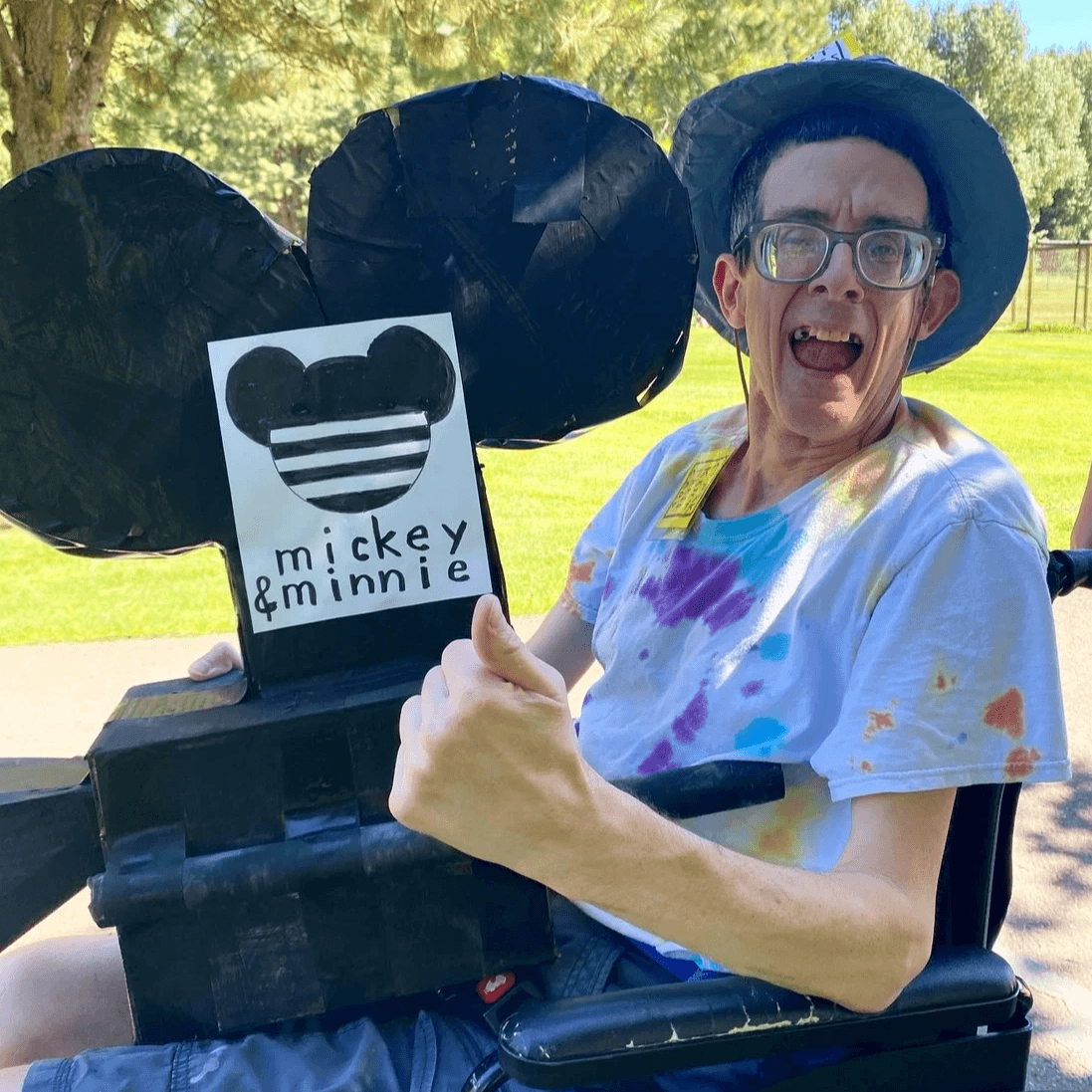 Artist Greg Persons with a camera sculpture.