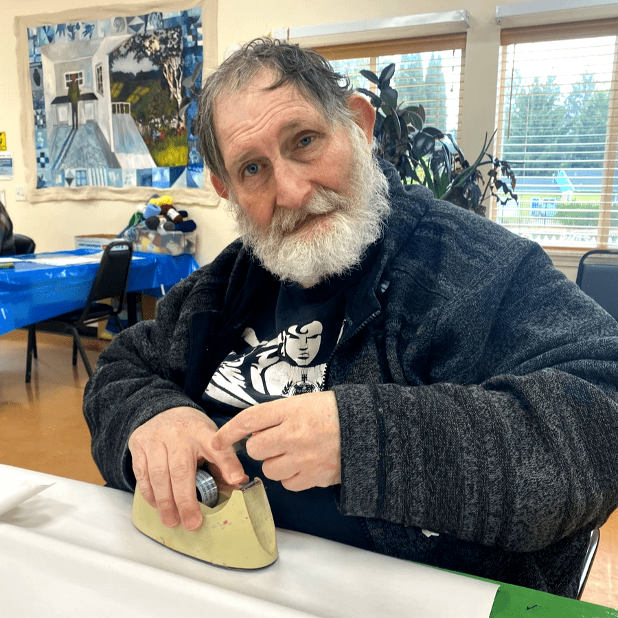 Artist Pierre Pyke working on art.