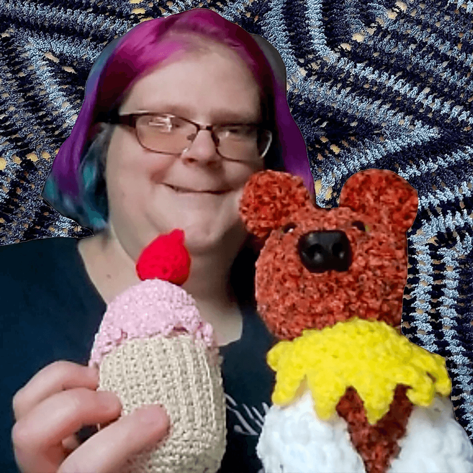 Artist Marieke Mirsch displaying art.