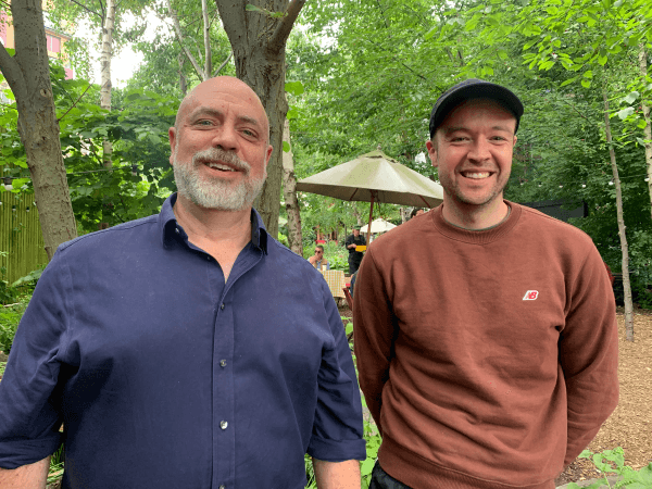 Steven Overman, board director of Social Founders, with his Social Founder mentee Will Stewart. Steven Overman, board director of Social Founders, with his Social Founder mentee Will Stewart.