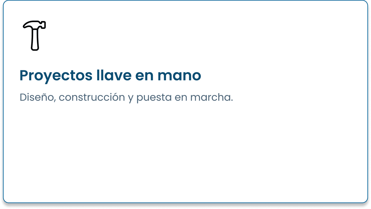 Proyectos llave en mano. Diseño, construcción y puesta en marcha.