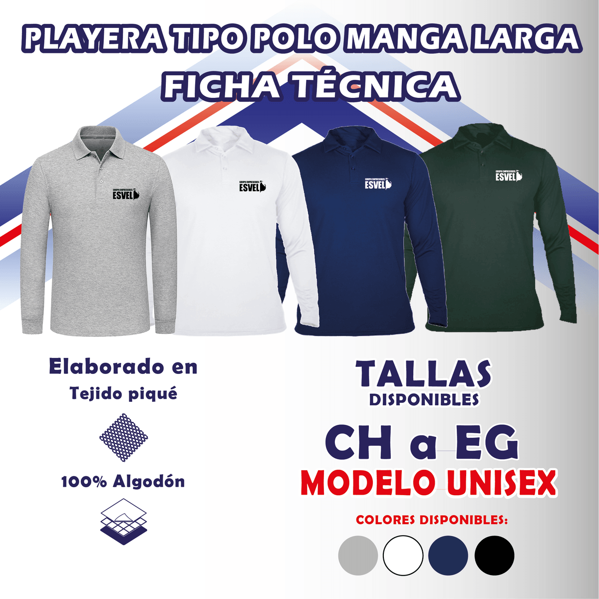Playera tipo polo manga larga 