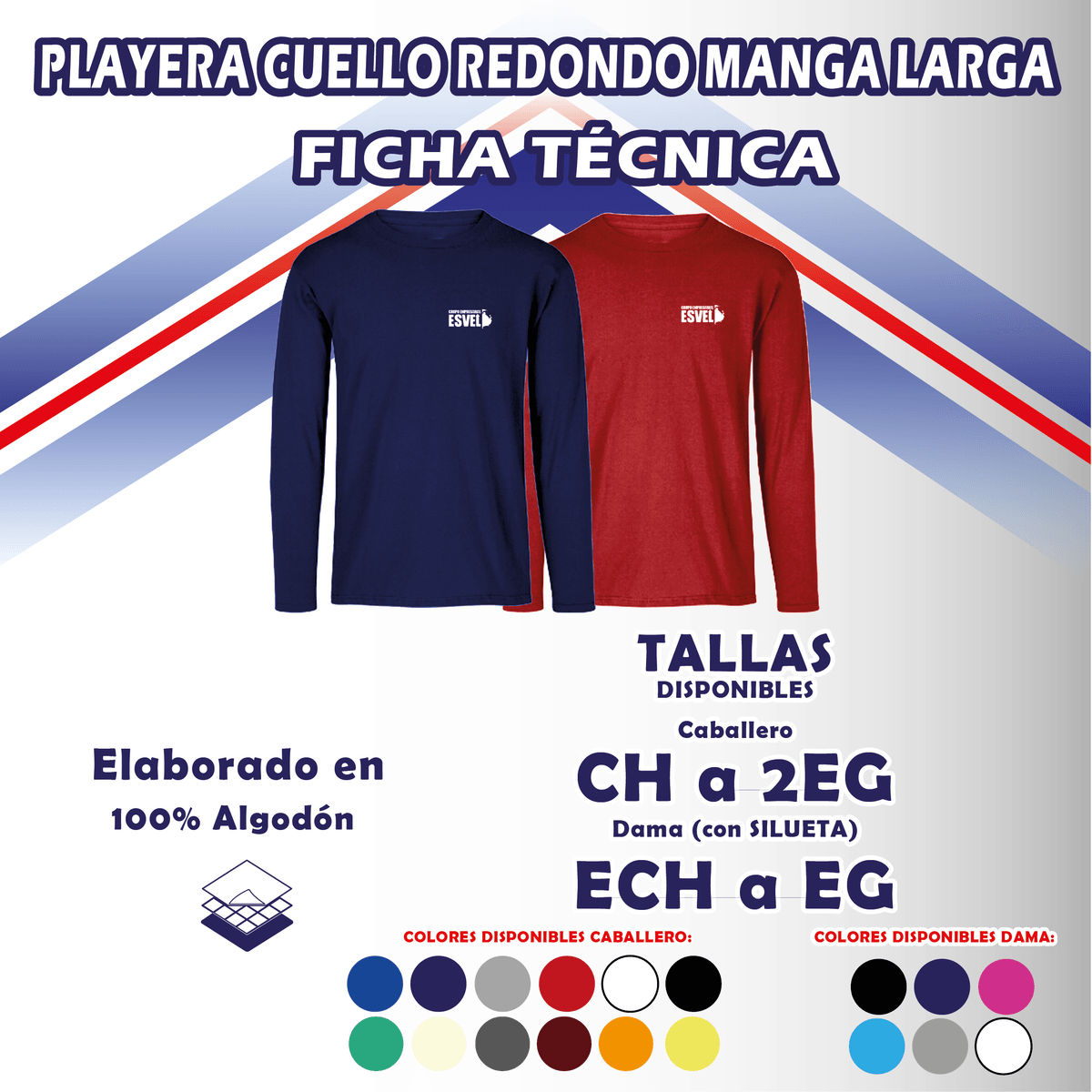 Playera cuello redondo manga larga
