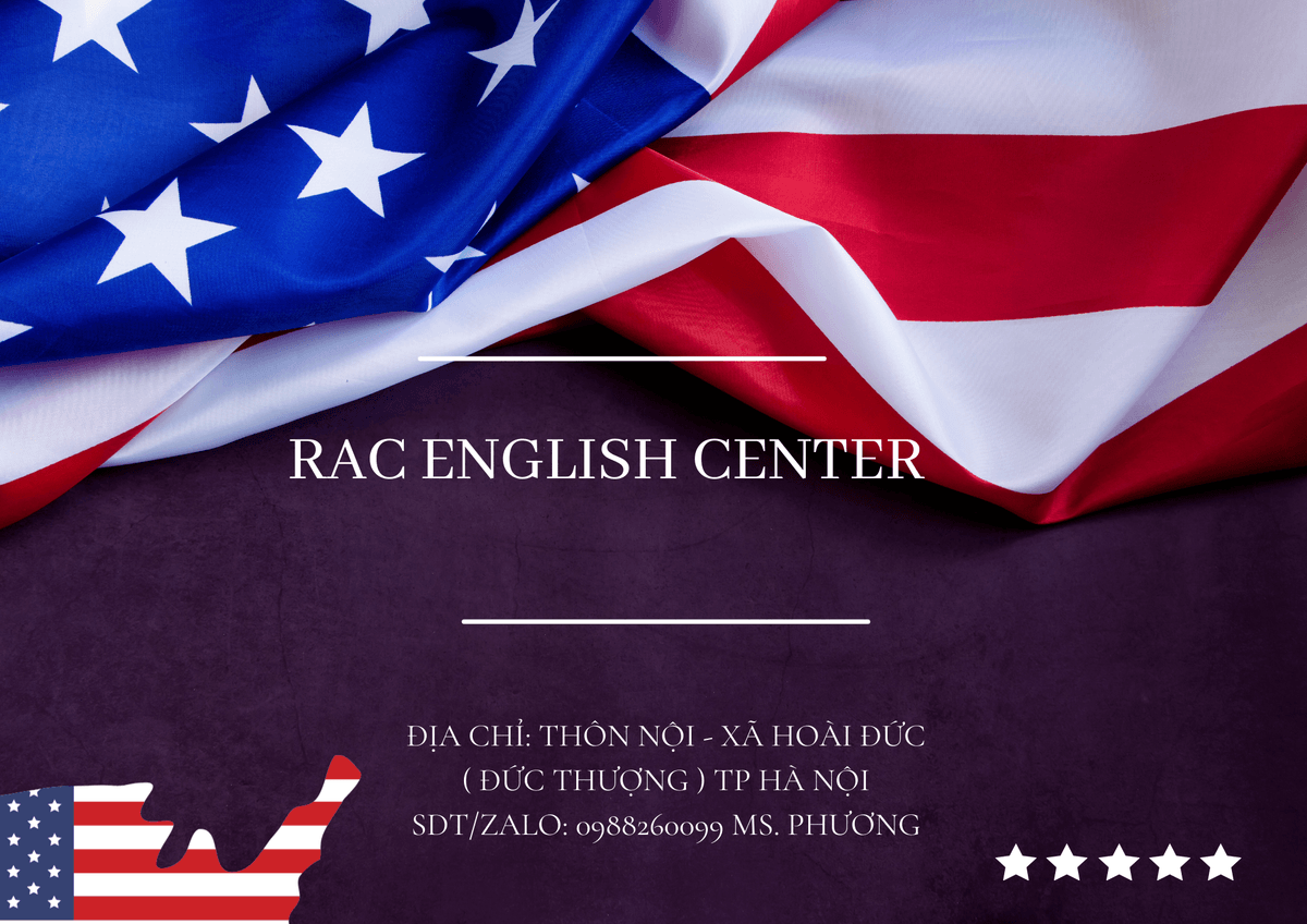 RAC English Center is an English Center in Hoai Duc, Hanoi, Vietnam. We teach English to learners of all ages! RAC English Center is an English Center in Hoai Duc, Hanoi, Vietnam. We teach English to learners of all ages!