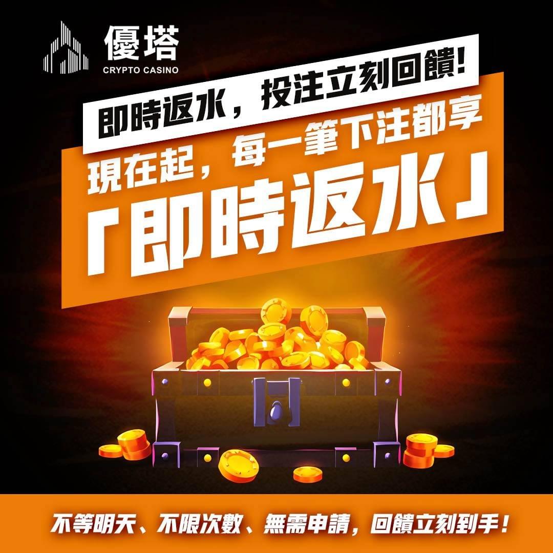 🎯 返水適用範圍  • 遊戲類別：體育、電子、真人、棋牌  • 無最低投注限制，有效投注即計入返水 ⚡️ 發放機制  • 依當前等級即時計算，自動入帳  • 系統每 5 分鐘結算一次，到帳約延遲 10–20 分鐘  📌 注意事項  • 等級升級隔日 08:00(GMT+8) 生效  • 返水比例以結算當下等級為準  • 部分遊戲（21點、德州撲克、骰子番攤）不計入返水