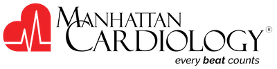 Manhattan Cardiology logo with a red heart and heartbeat line. Black text reads "Manhattan Cardiology every beat counts"