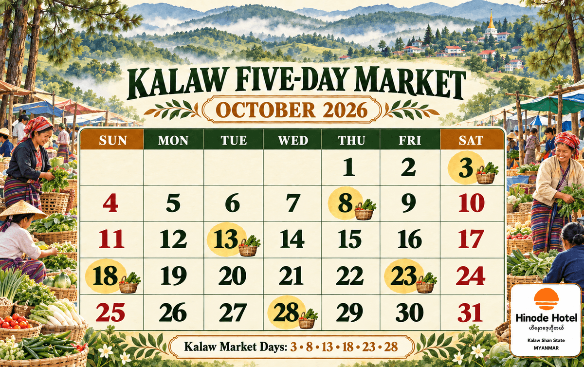 Kalaw five-day market calendar for October 2026, with market days highlighted