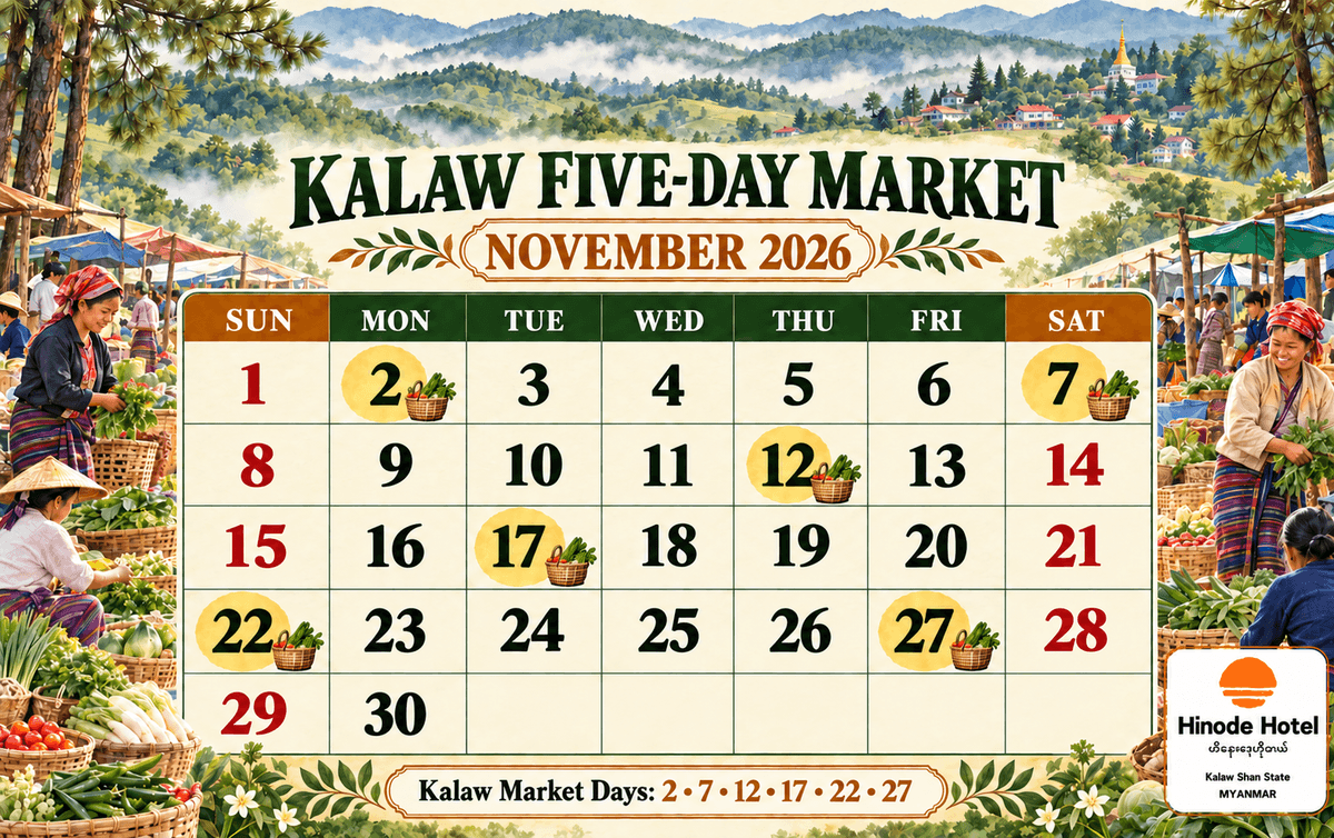 Kalaw five-day market calendar for November 2026, with market days highlighted