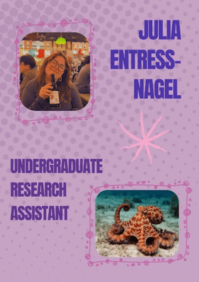 Picture of Julia (an undergraduate research assistant) and their favorite animal, an octopus!!