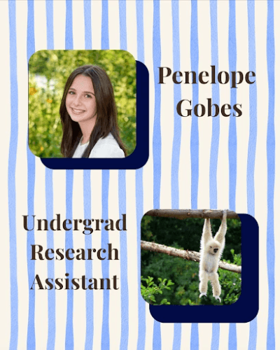 Picture of Penelope (an undergraduate research assistant) and their favorite animal, a monkey!!