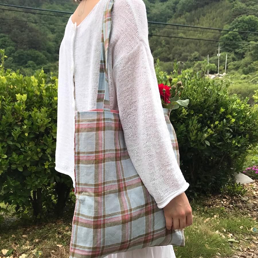 [스르르] baby blue check bag