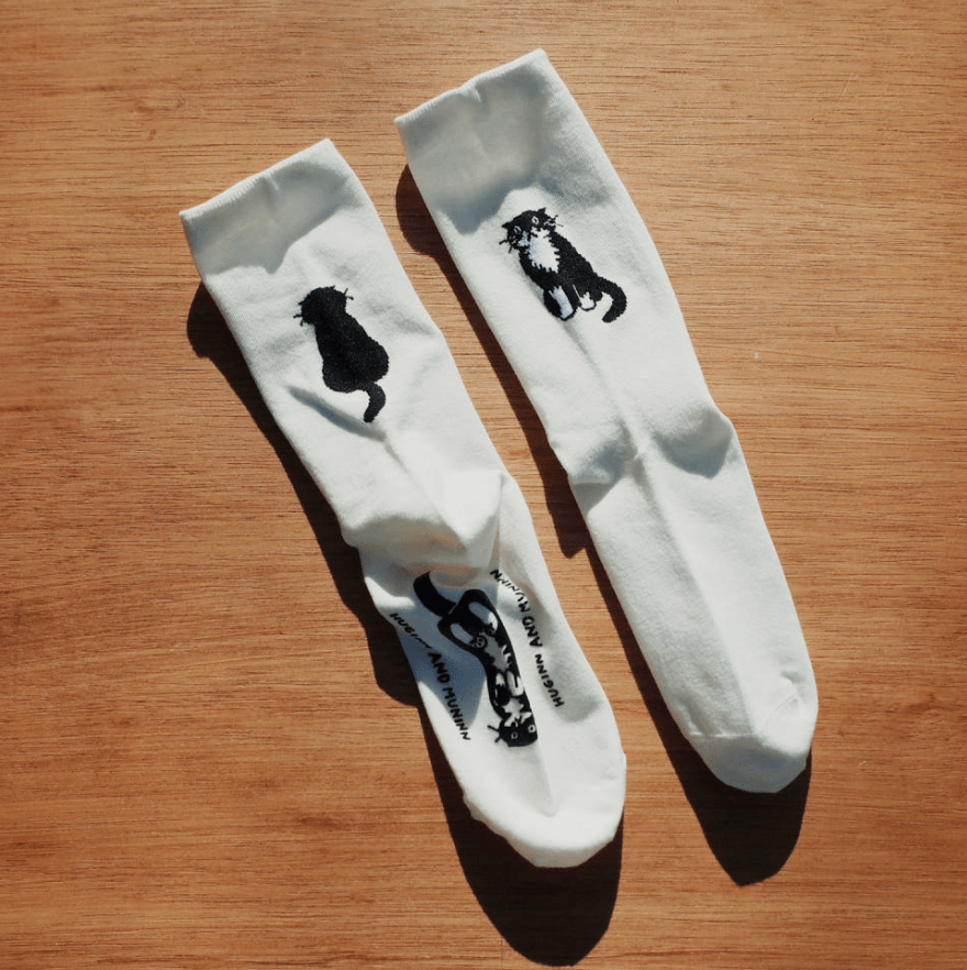 front & back mo socks - ivory