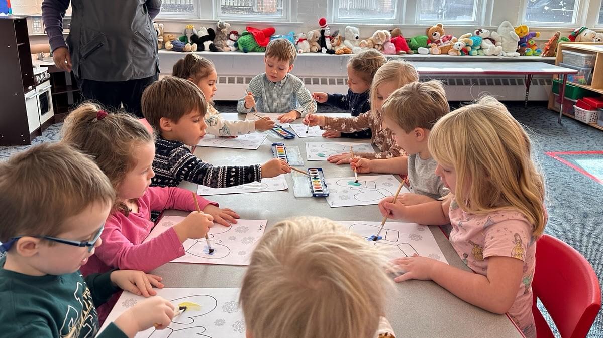 Children painting during a hands-on preschool activity at Ballston Children’s Center in Arlington, VA Children painting during a hands-on preschool activity at Ballston Children’s Center in Arlington, VA