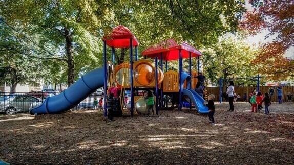 Outdoor play at Ballston Children’s Center daycare in Arlington, VA