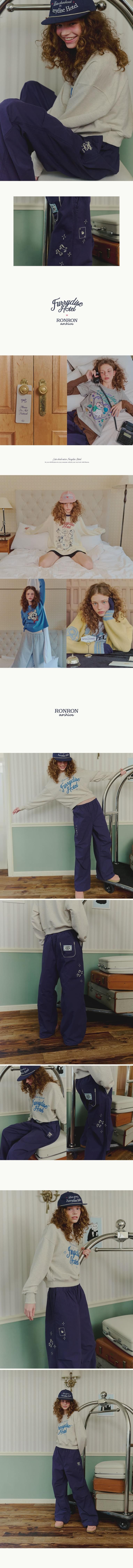 ronron -  DRAWING STITCH PARACHUTE PANTS