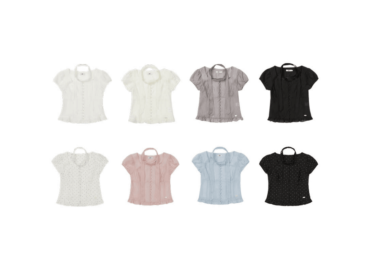 ILLIGO - Ribbon square neck blouse (8color)