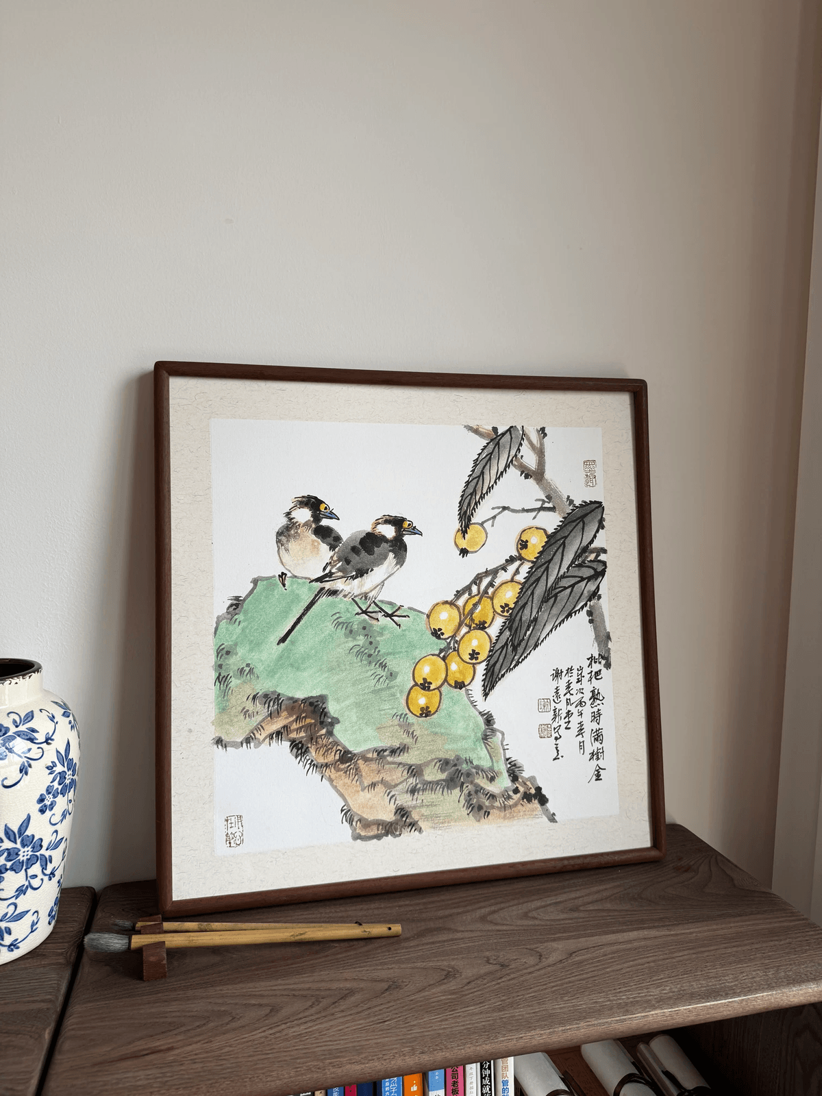 《金果鸣春图》画家谢远新教授原创手绘国画作品