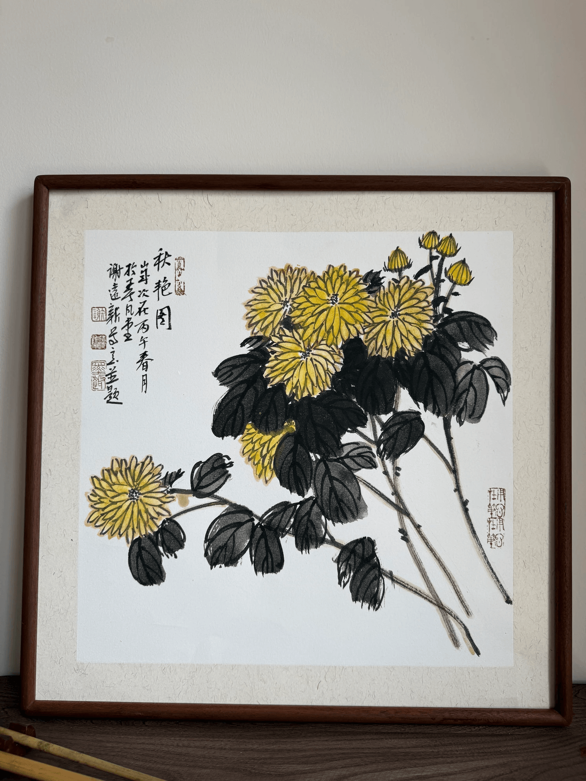 《秋艳图》谢远新教授原创手绘国画作品