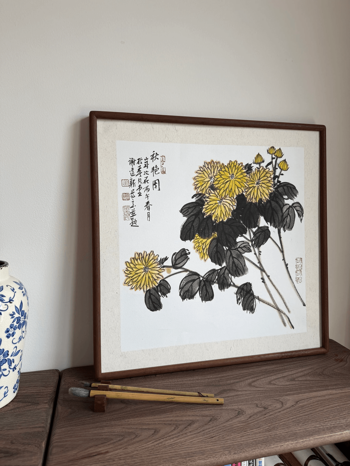 《秋艳图》谢远新教授原创手绘国画作品