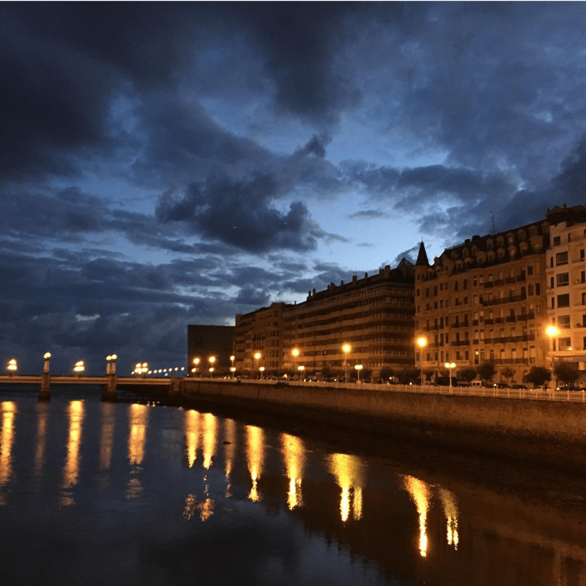Breaking of dawn at San Sebastian - view from Puente de Santa Catalina along the Urumea Itsasadarra River