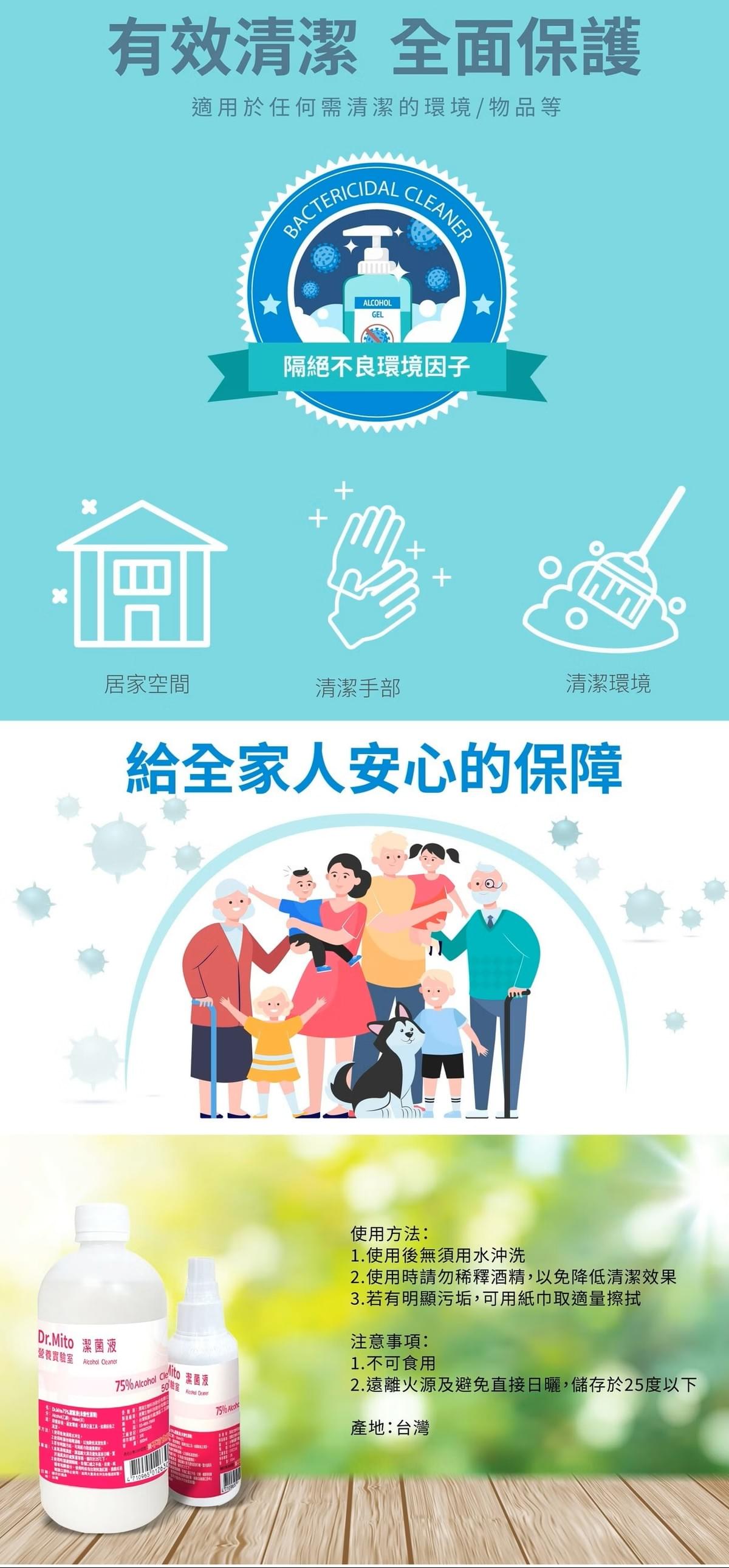 Dr. Mito 75%潔菌液(未變性酒精)(500ml)