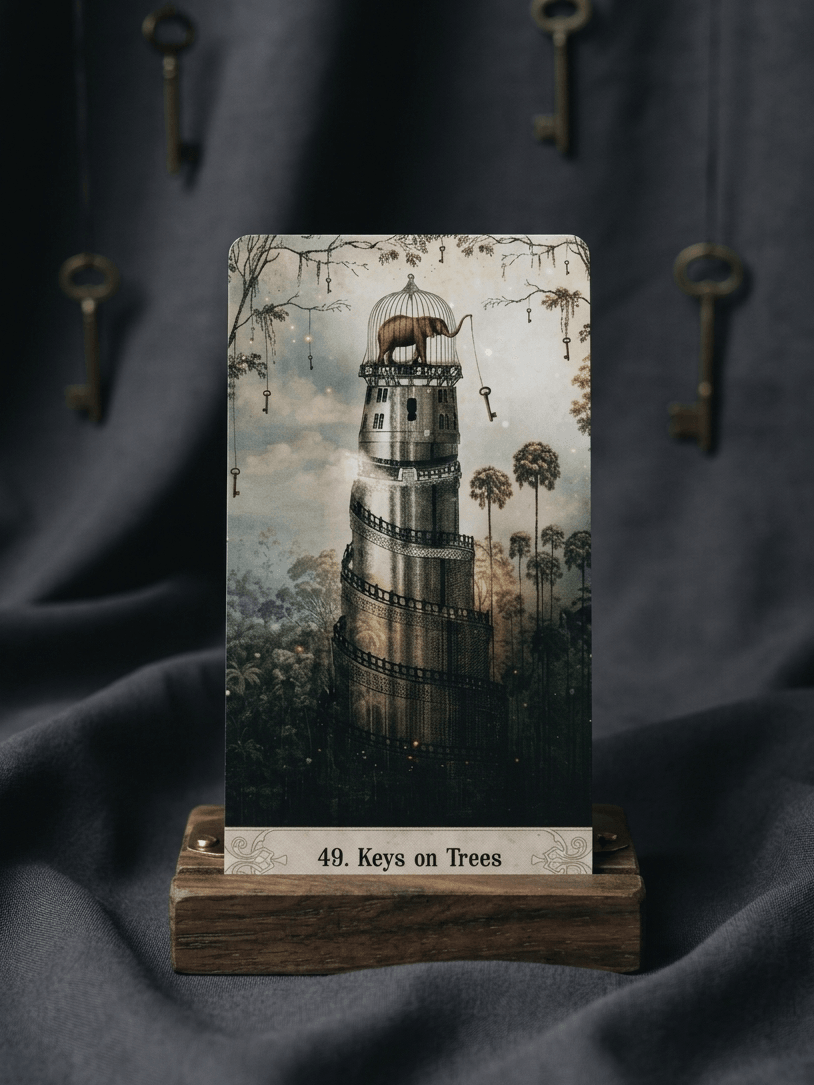 奧祕時刻神諭卡｜49 號牌 Keys on Trees：相信自己、創意的突破、從受困中覺醒｜雨露均占｜西洋牌卡骨董店｜塔羅｜雷諾曼｜占卜術