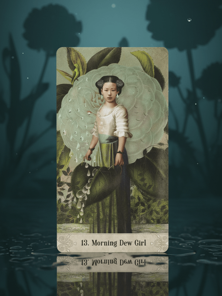 奧祕時刻神諭卡｜13號牌 Morning Dew Girl：面對恐懼、覺知、承接與化解｜雨露均占｜西洋牌卡骨董店｜塔羅｜雷諾曼｜占卜術