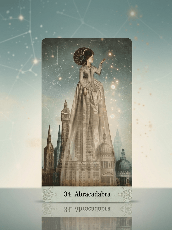 奧祕時刻神諭卡｜34 號牌 Abracadabra：魔法、宇宙秩序、超越現實的創造者｜雨露均占｜西洋牌卡骨董店｜塔羅｜雷諾曼｜占卜術