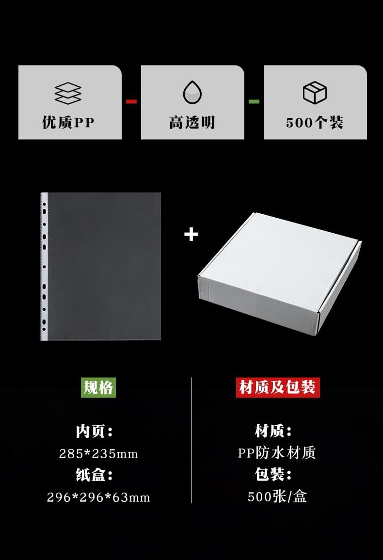 11 hole loose leaf A4 transparent