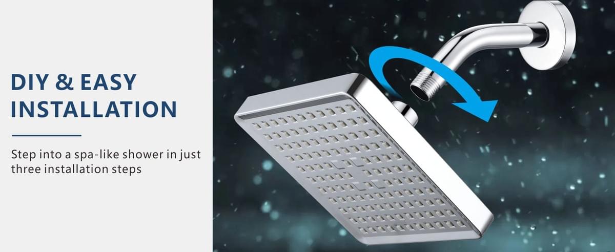 6“ High Pressure Rain Shower Head, Luxury Modern Look, The Adjustable Replacement For Your Bathroom
