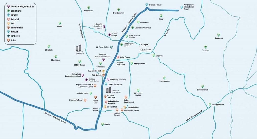 Puravankara Zenium Airport Road - Puravankara Zenium Bellary Road Location Map Ueskur
