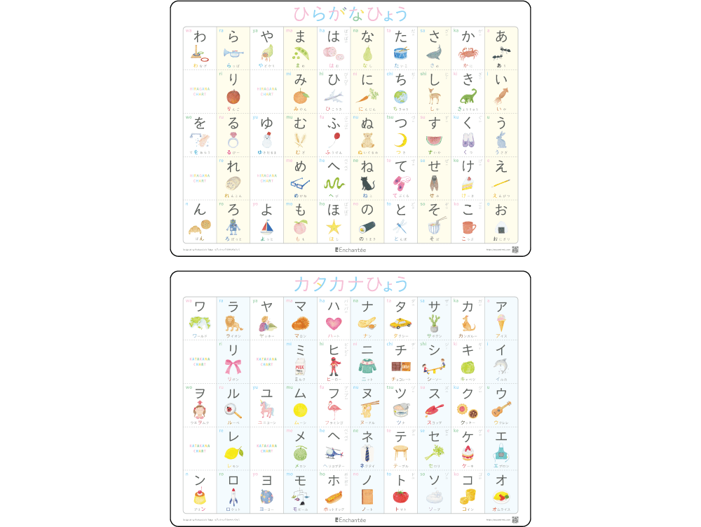 アンシャンテのひらがな・カタカナひょう2枚セット