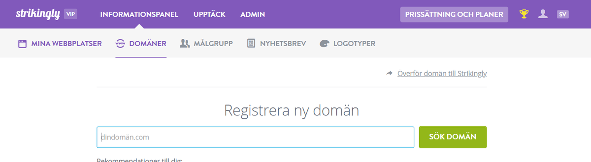 Hur man får gratis webbplatsdomän med Strikingly