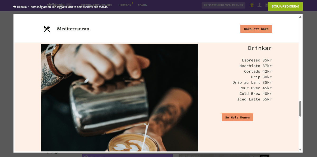 Bygga ett kaffeföretag med Strikingly
