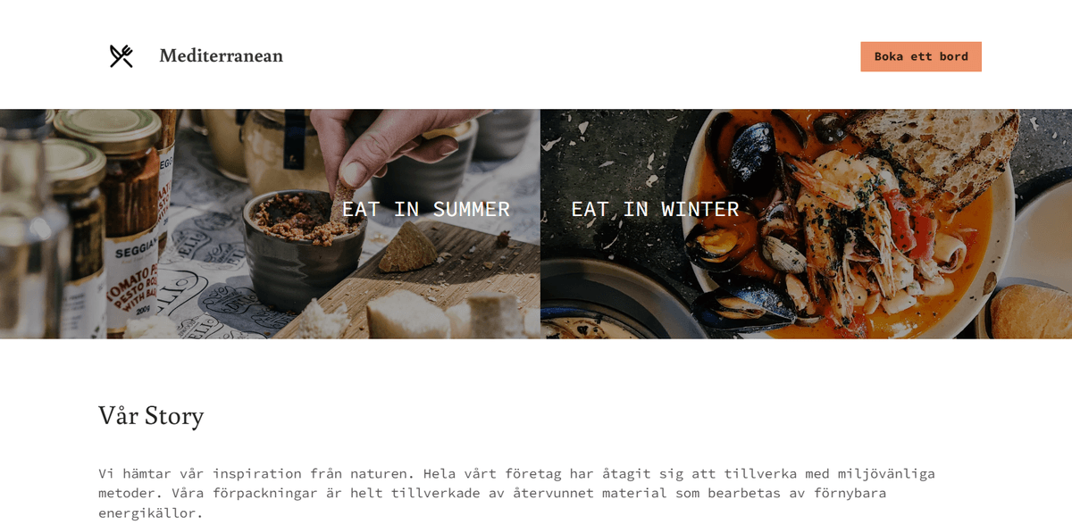 Matmarknadsföring på Strikingly