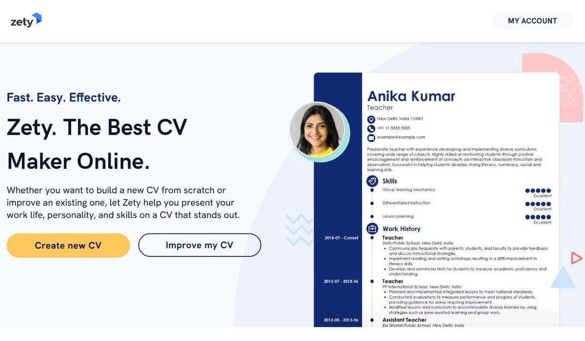 Zety : Design convivial