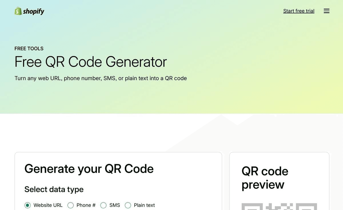 Générateur de code QR par Shopify