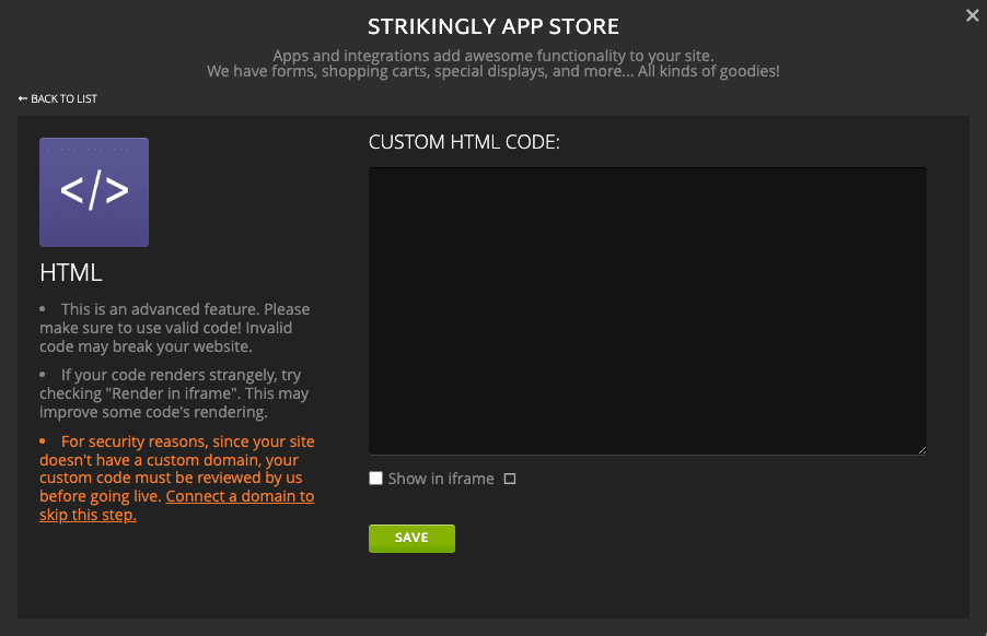 Kết hợp các công cụ tính giá trị thị trường vào các trang web Strikingly