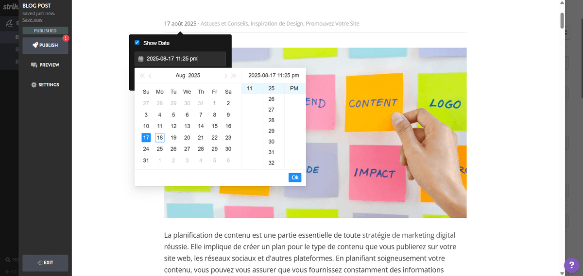 Outils pour organiser et planifier du contenu
