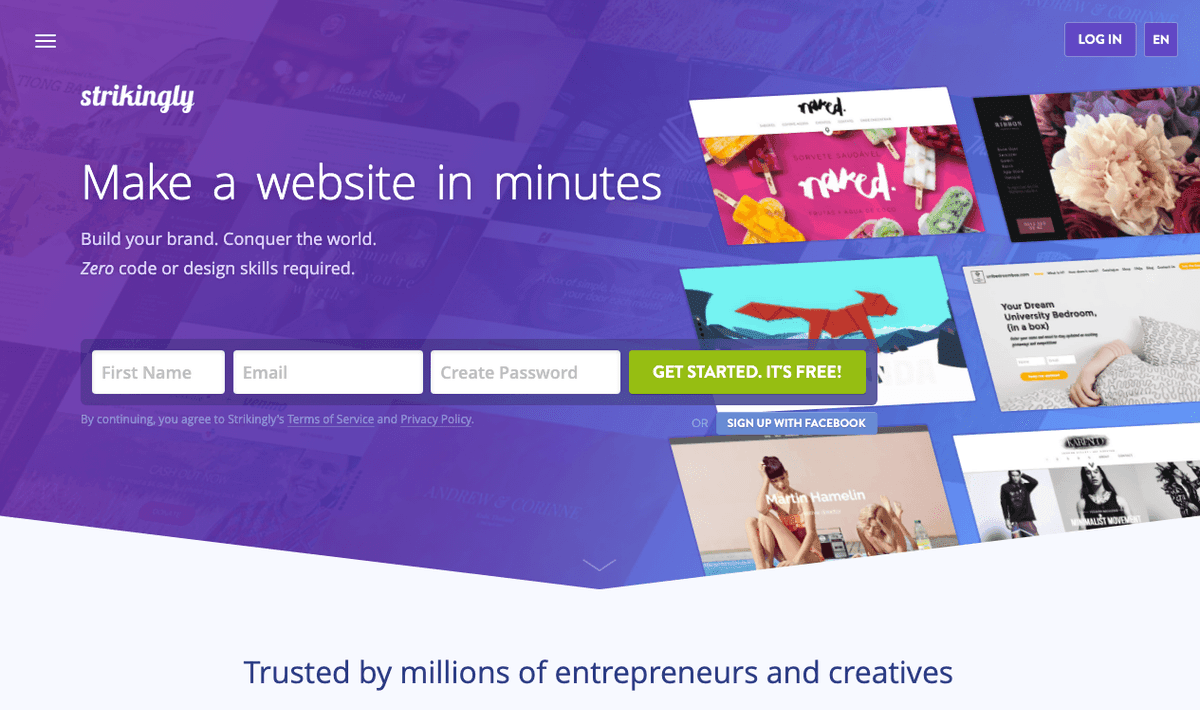 Công cụ tạo trang web Strikingly cho quản lý công việc