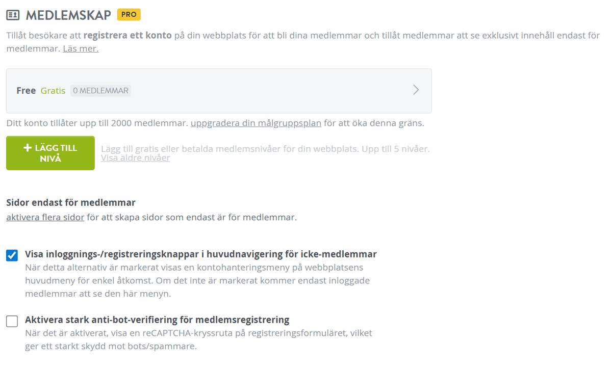 Ställa in din medlemskapswebbplats