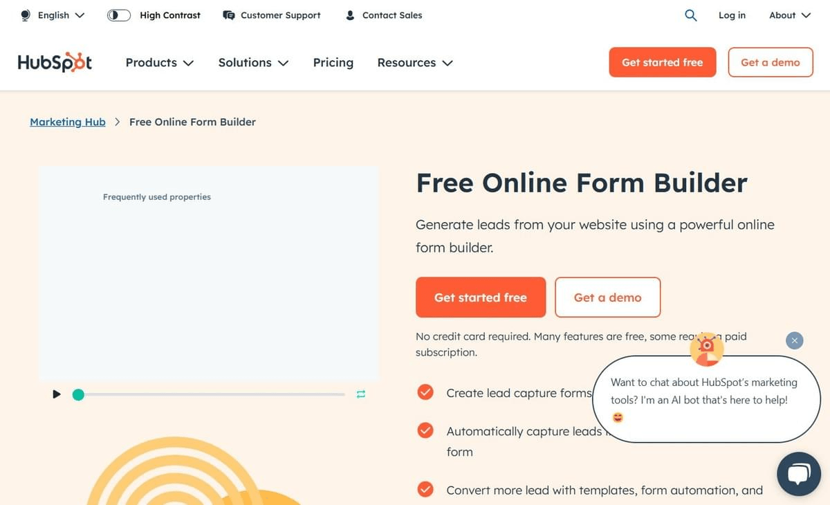 Formulaires de marketing de HubSpot