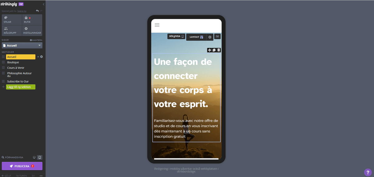 Matmarknadsföring på Strikingly