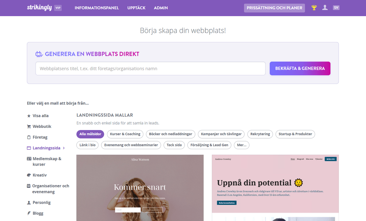 Hur man startar ett onlineföretag med Strikingly