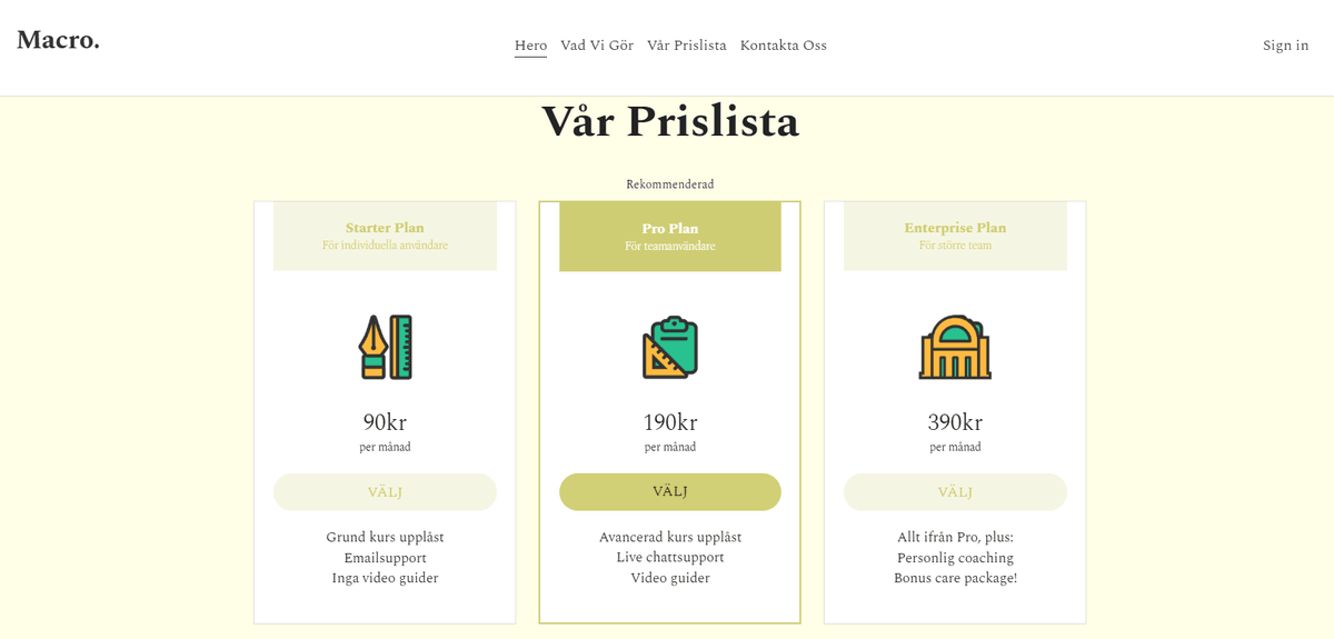 Prenumerationsverksamhet med Strikingly