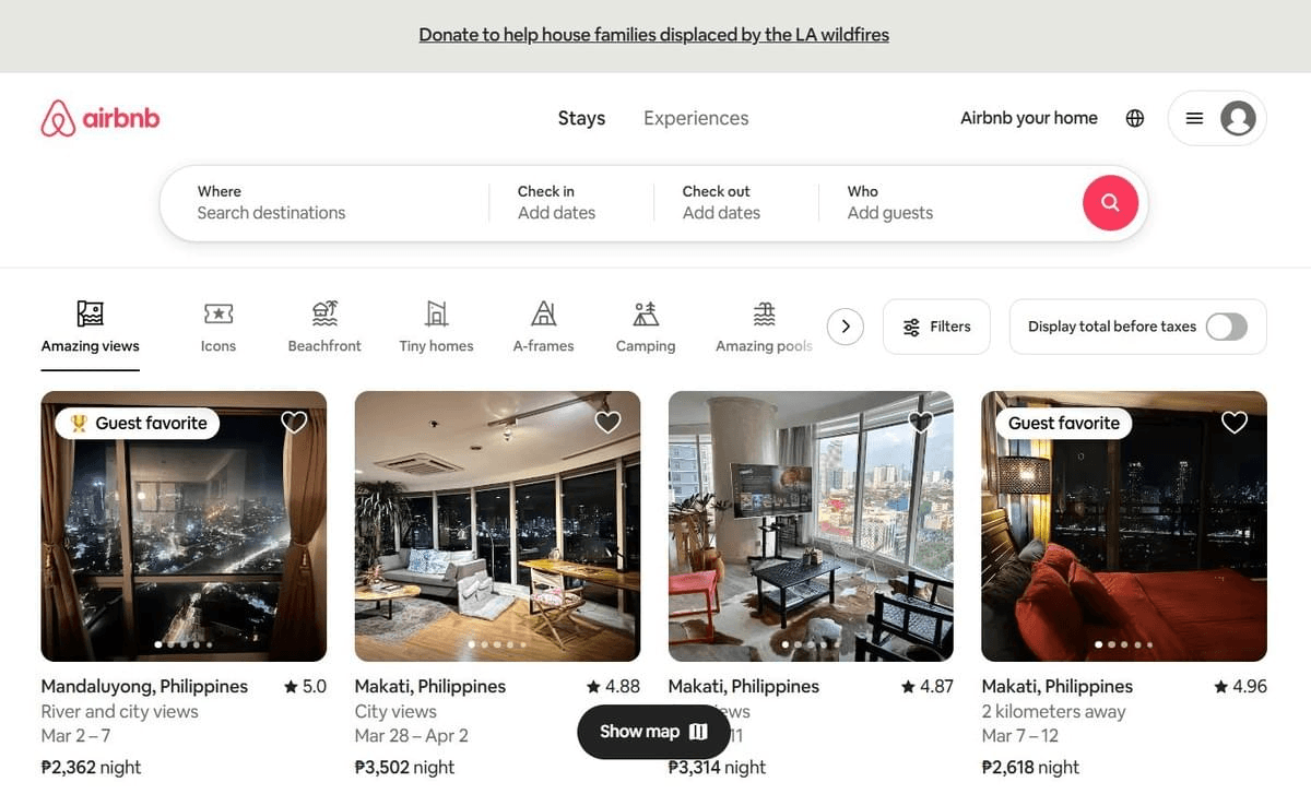Processus de réservation d'Airbnb
