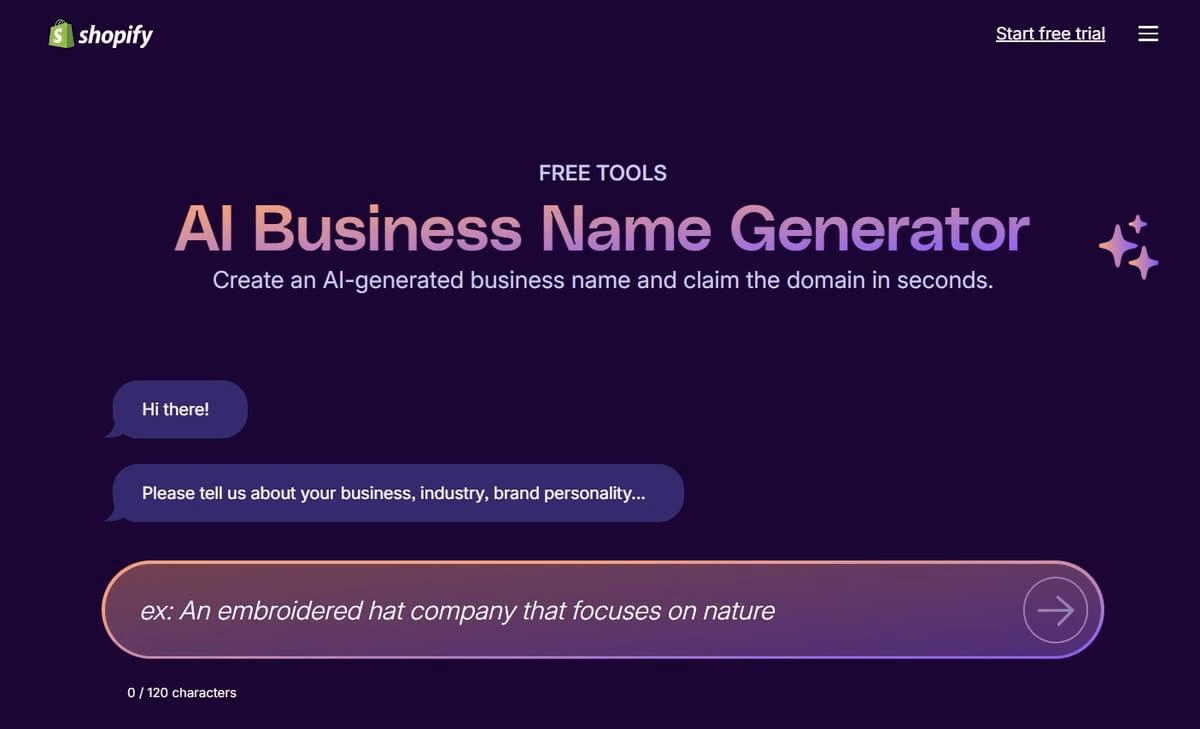 Générateur de noms d'entreprise Shopify